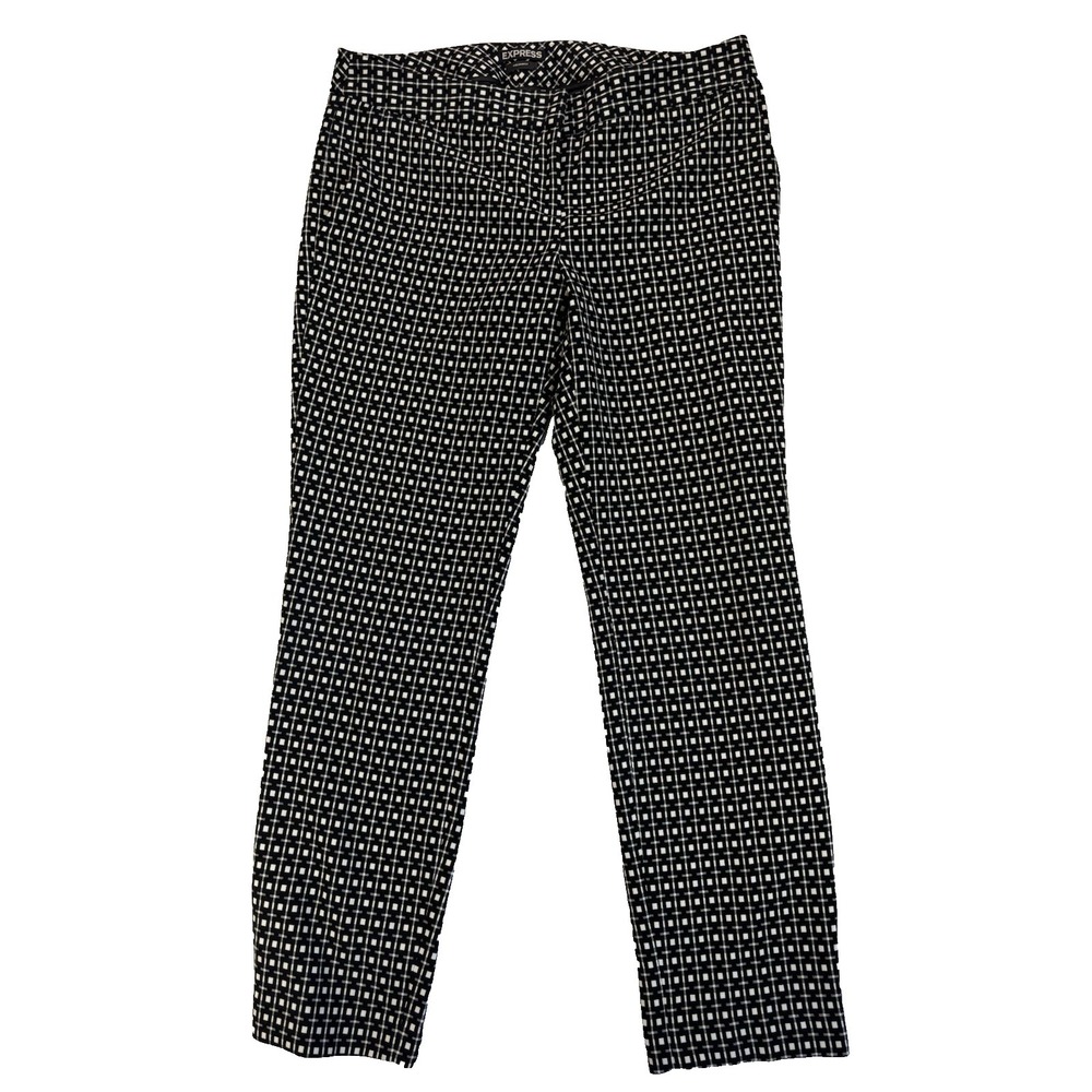 Express Womens 8 Columnist Black White Ankle Pants Preppy Career Office Academia